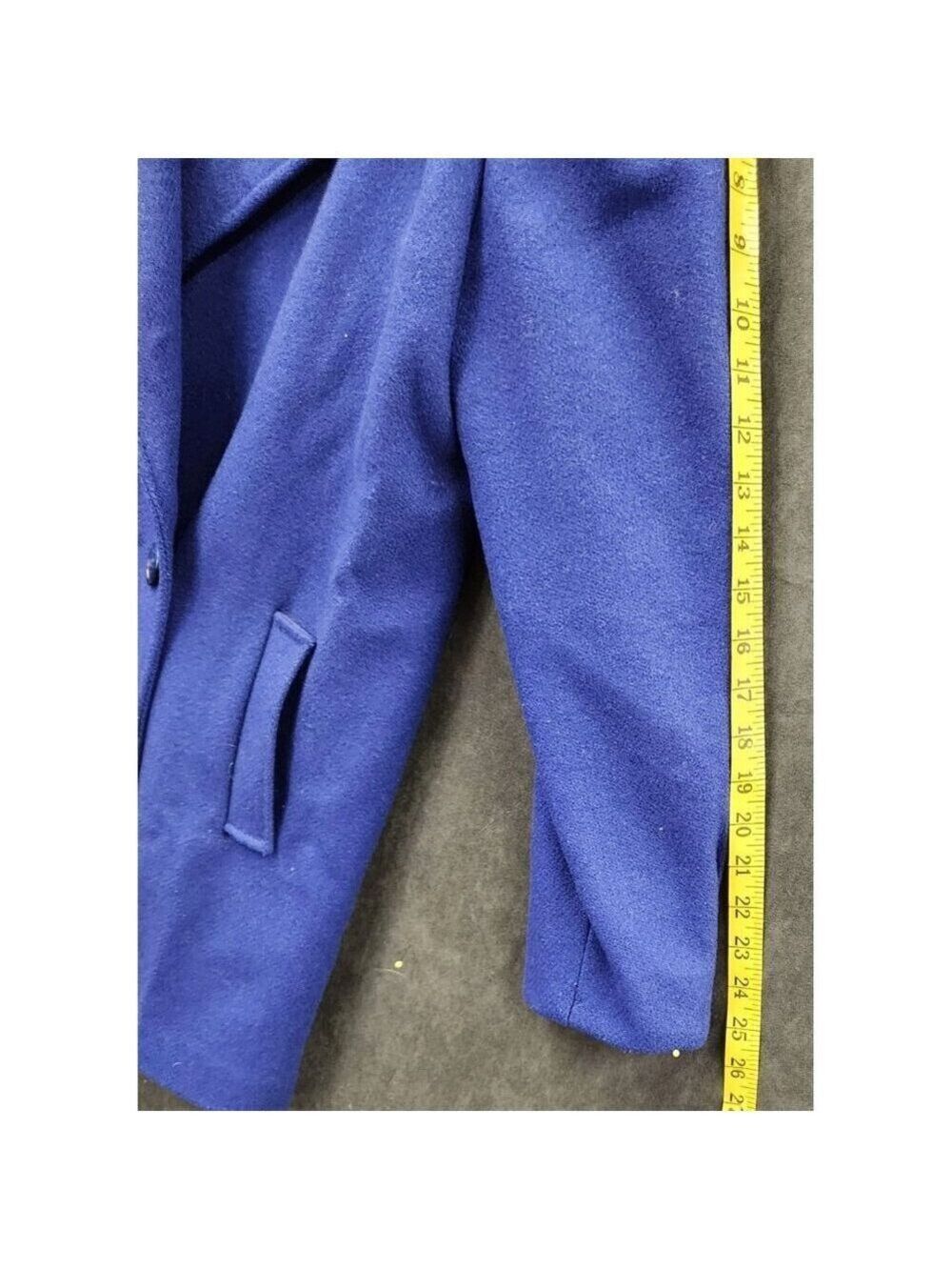 Vintage Royal Blue Union Made Wool Coat Size 9 Double-Breasted USA Made - Picture 9 of 13